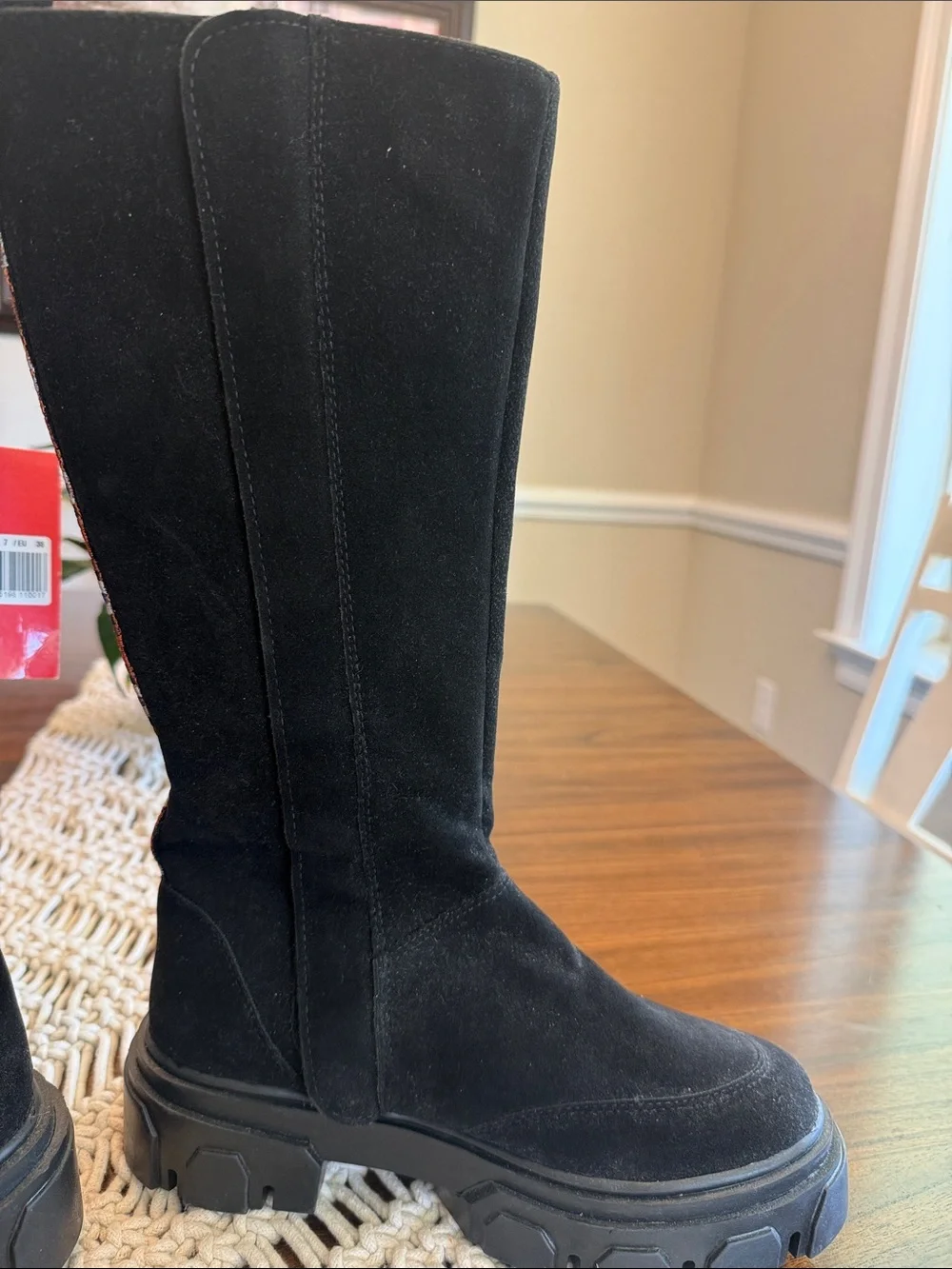 FARM Rio Black Suede-Look Chunky Platform Over-the-Knee Boots
